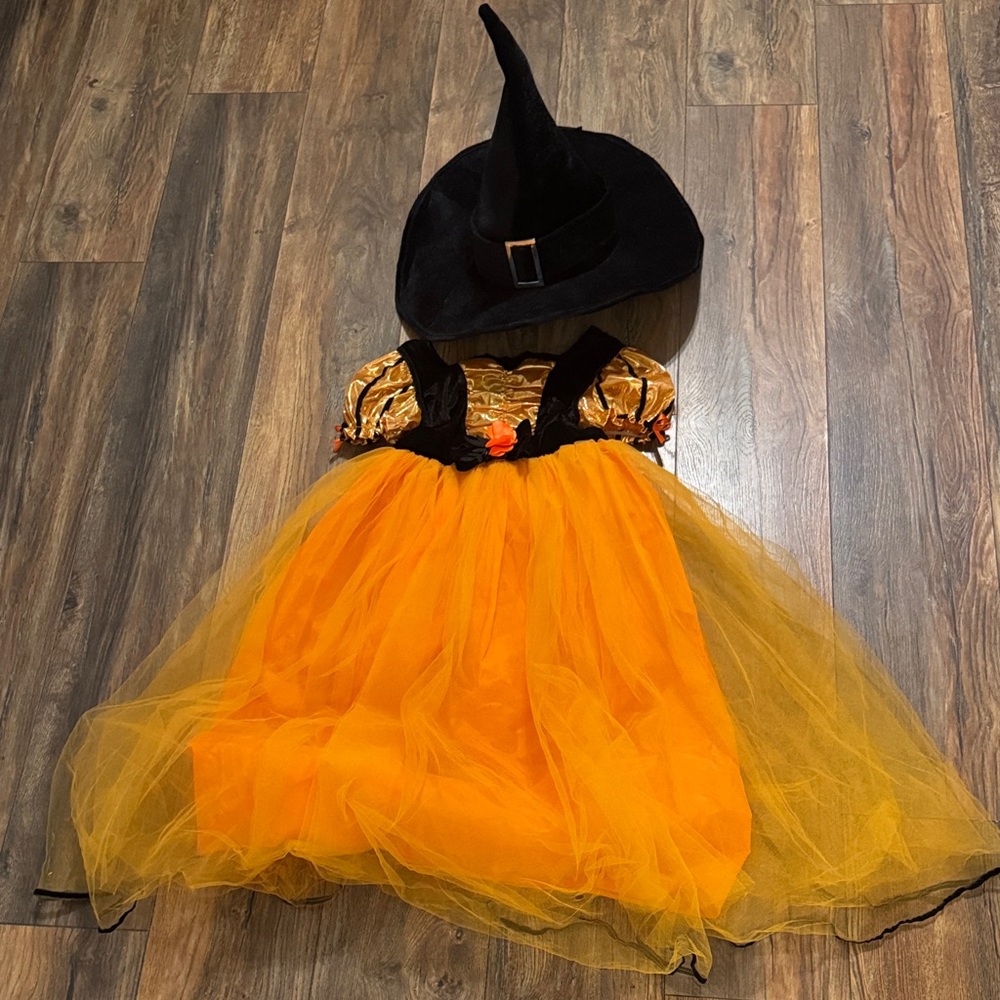 Orange and Black Witch Costume for Girls